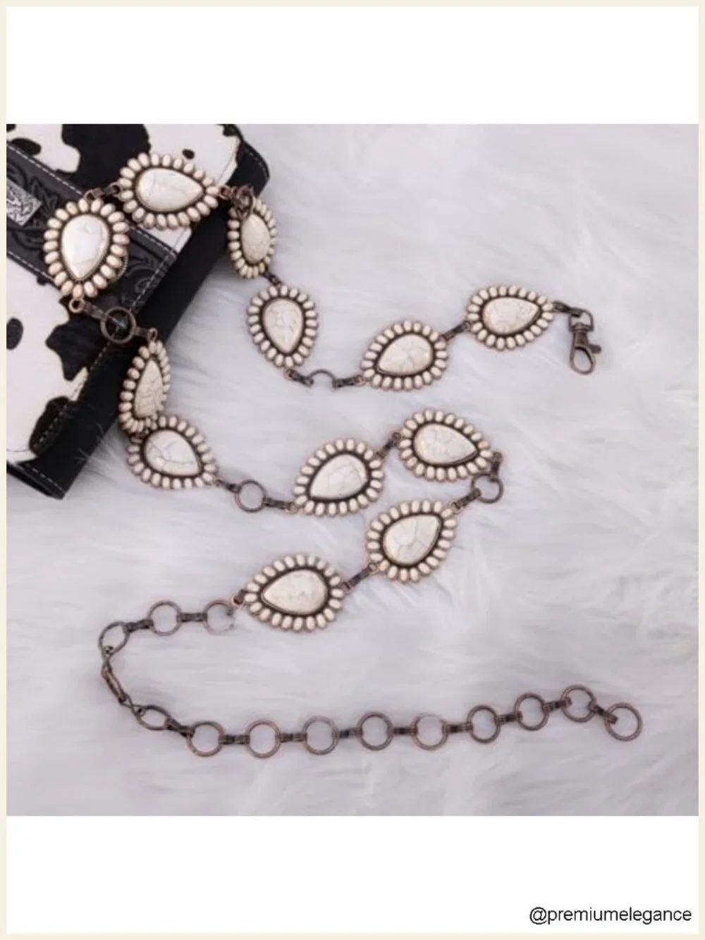 Large Western Concho Metal Chain Belt - Adjustable Lobster Claw Clasp
